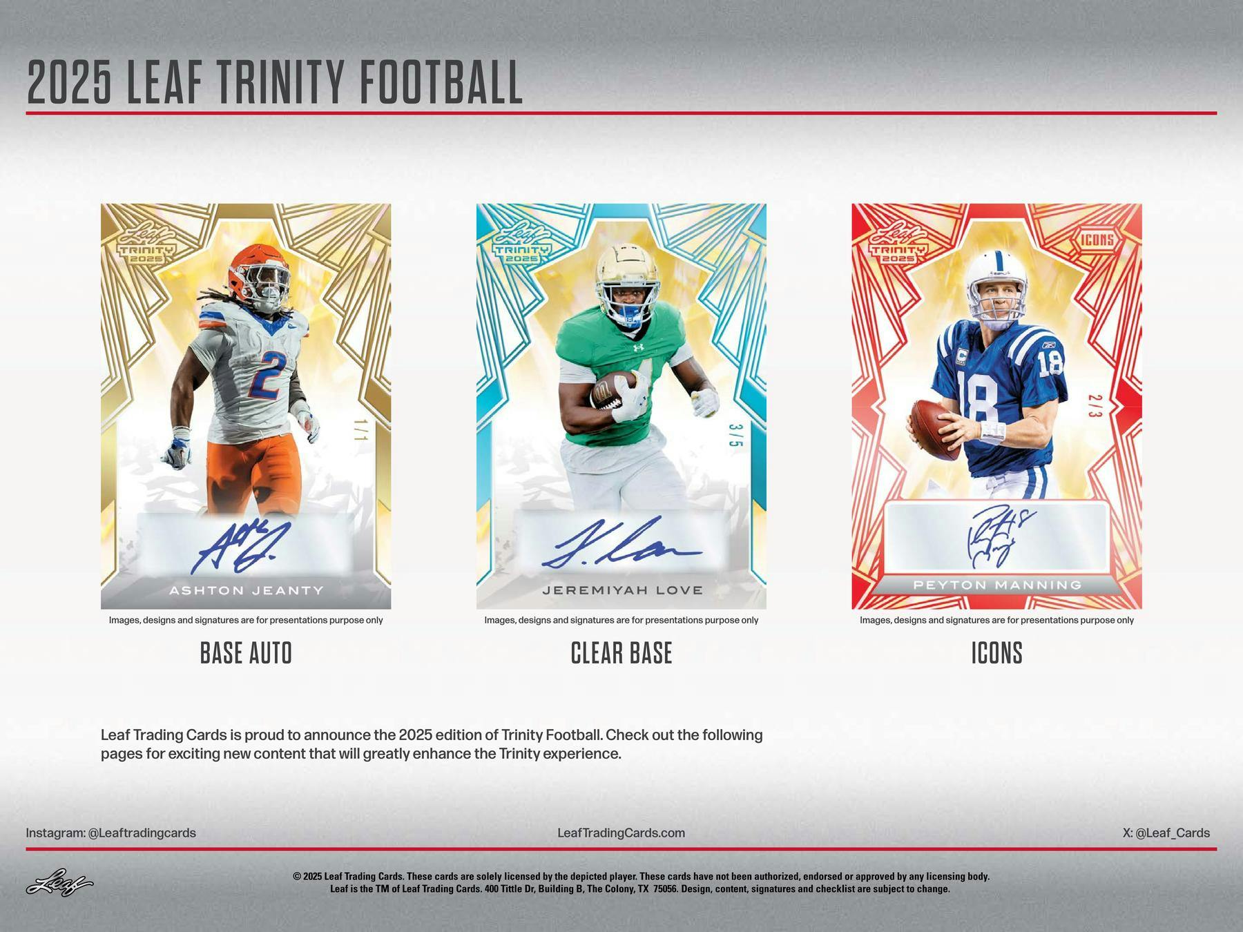 2025 Leaf Trinity Football Hobby Jumbo Box (12/5)