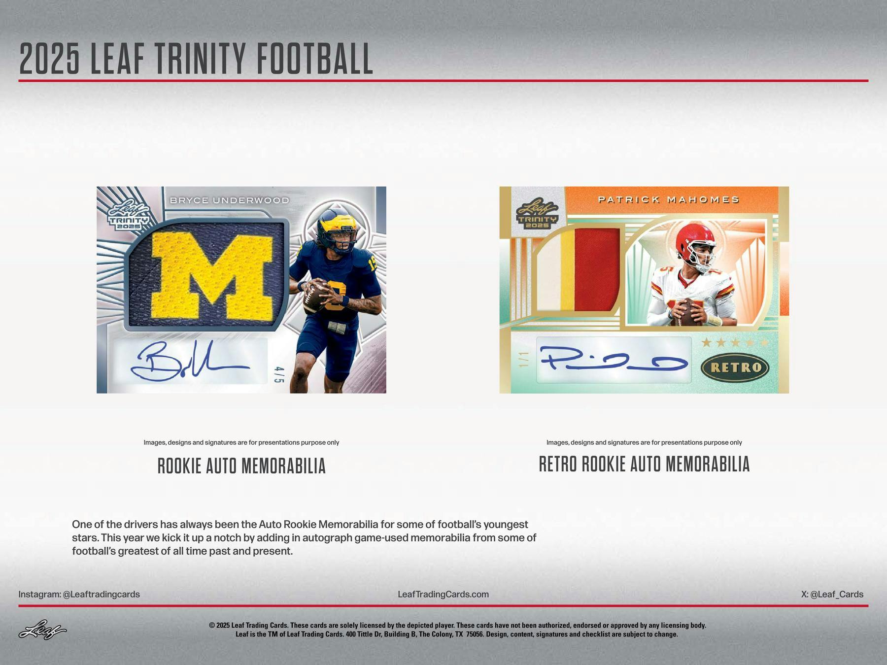 2025 Leaf Trinity Football Hobby Jumbo Box (12/5)