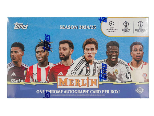 2024-25 Topps Chrome Merlin UEFA Club Competitions Soccer Hobby Pack (12/19)