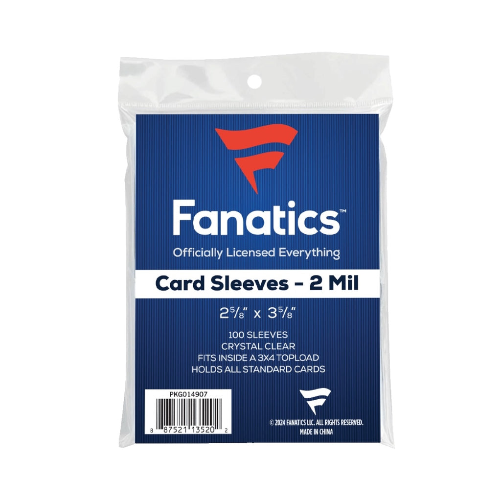 Fanatics Soft Sleeves for Standard Cards (2-5/8”x3-5/8”) 100ct x 100 packs/case (10,000 Sleeves)