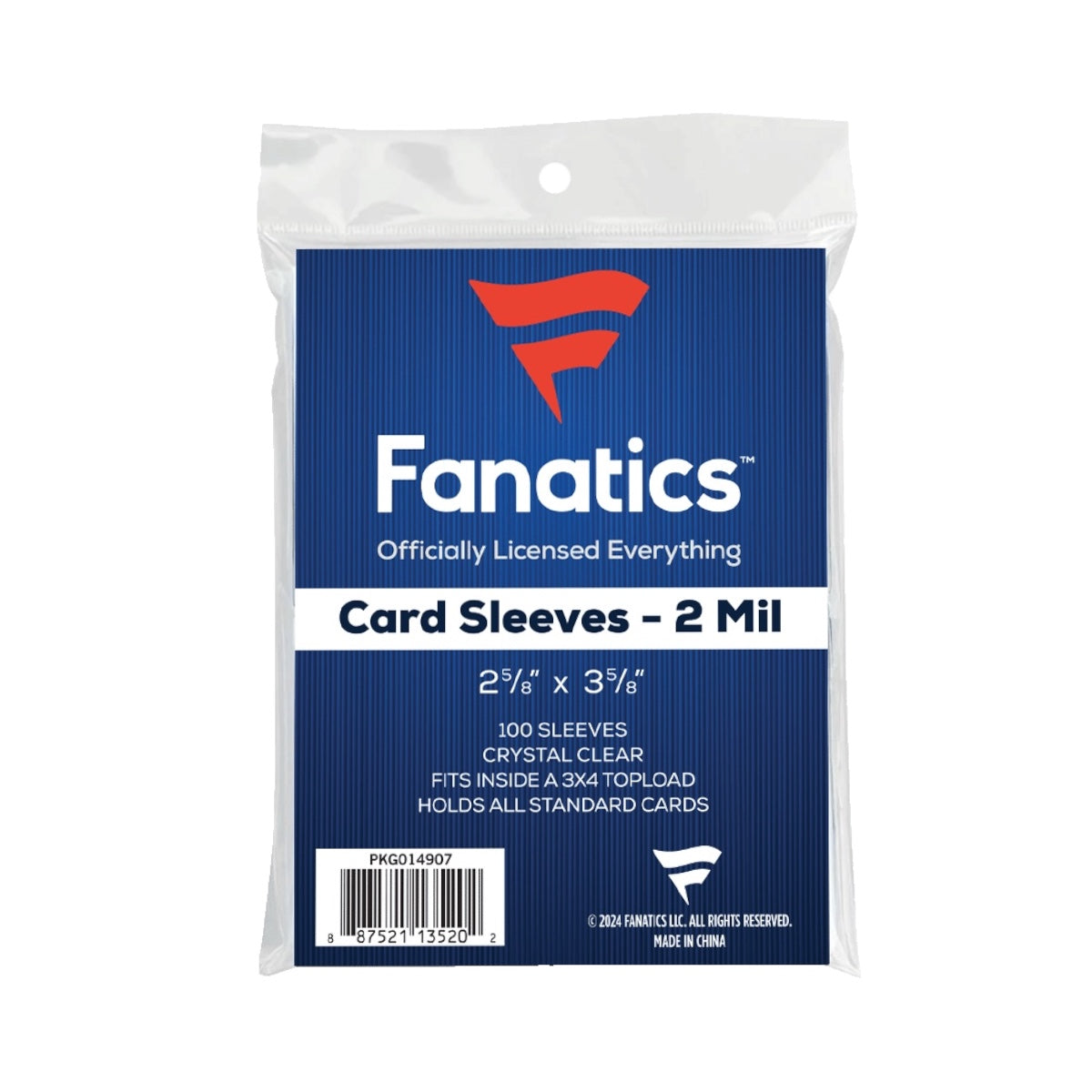 Fanatics Soft Sleeves for Standard Cards (2-5/8”x3-5/8”) (100ct Pack)