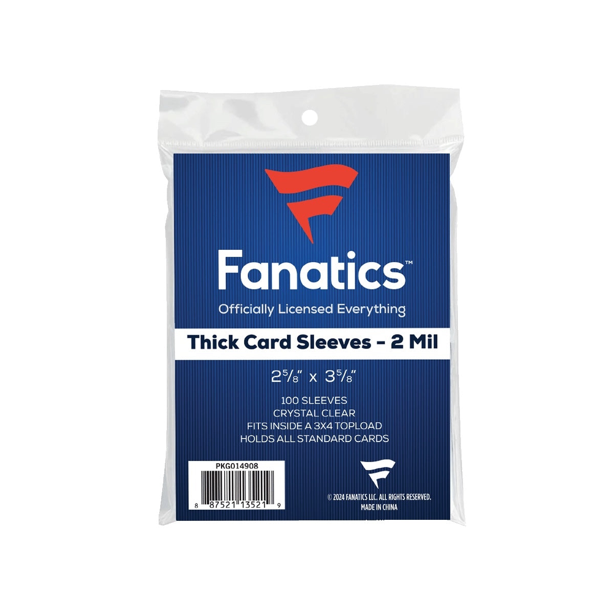Fanatics Soft Sleeves for Thick Cards (2-3/4”x3-3/16”) (100ct Pack)