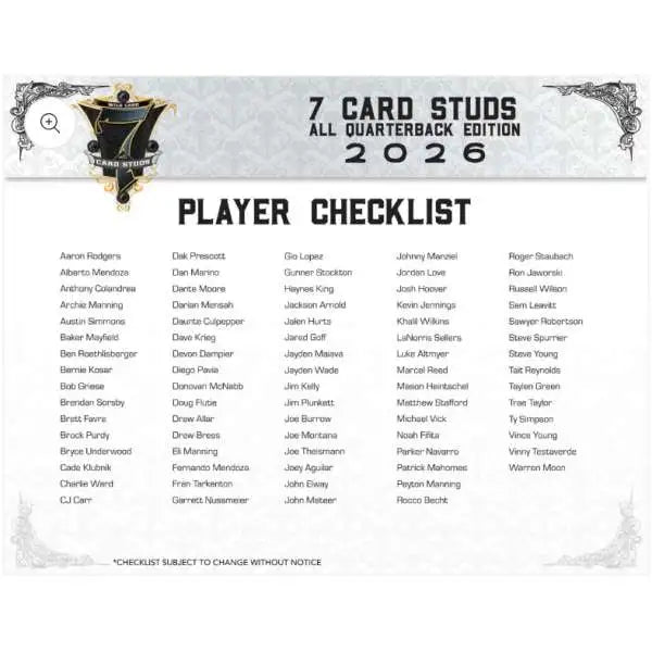 2026 Wild Card 7 Card Studs Promo Deck Edition Box