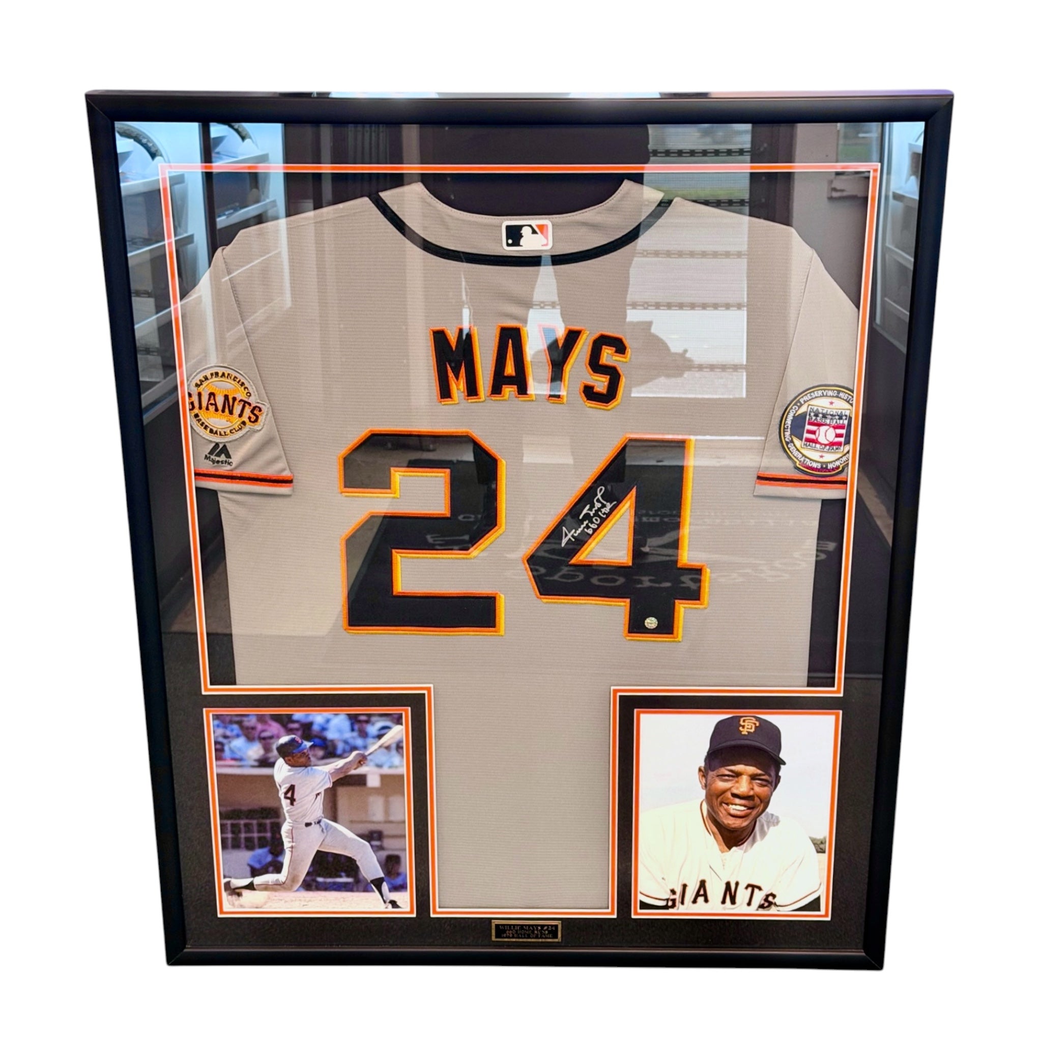 Willie Mays Autographed Authentic Majestic Giants Jersey – 660 HR / HOF 79 – Framed
