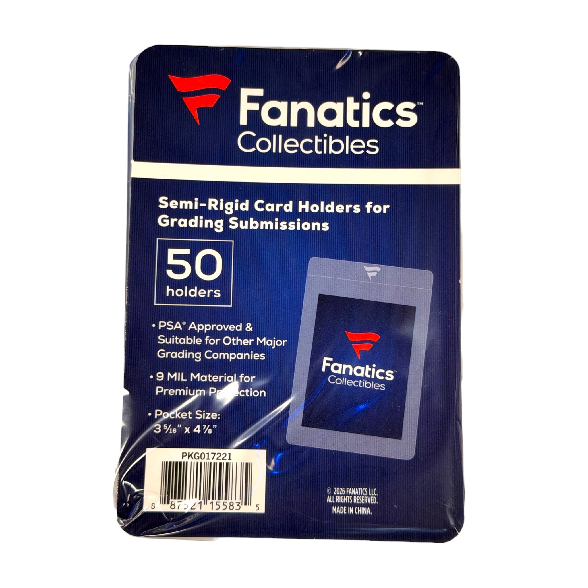 Fanatics Semi-Rigid Card Holder #1 50-Count Pack (for Grading Card Submissions)