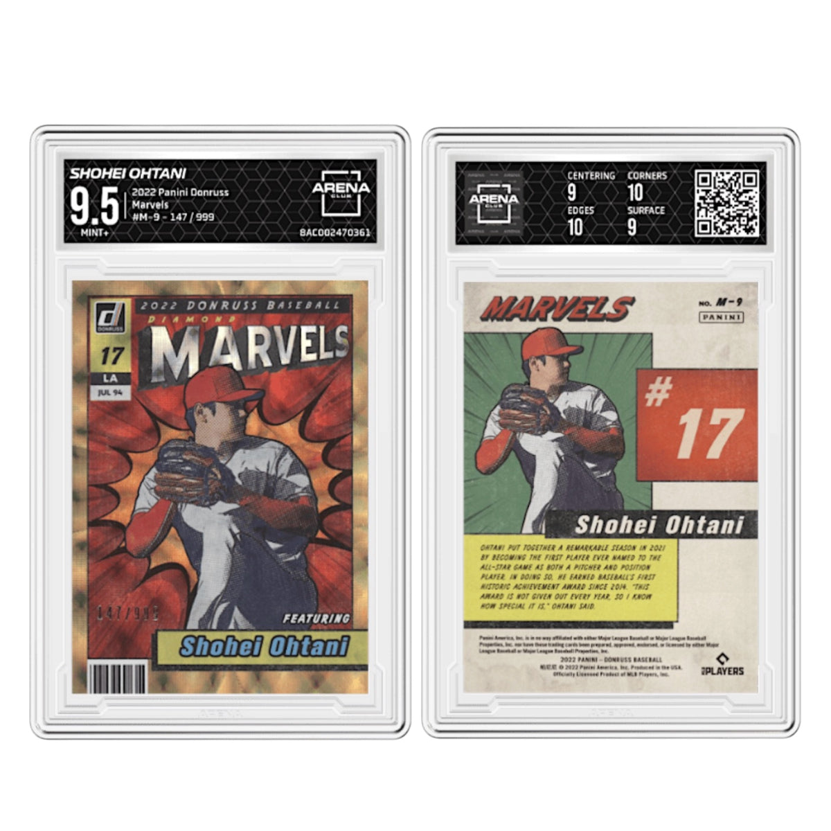 2022 PANINI DONRUSS MARVELS #M-9 SHOHEI OHTANI 147/999 ARENA CLUB 9.5 (RD)