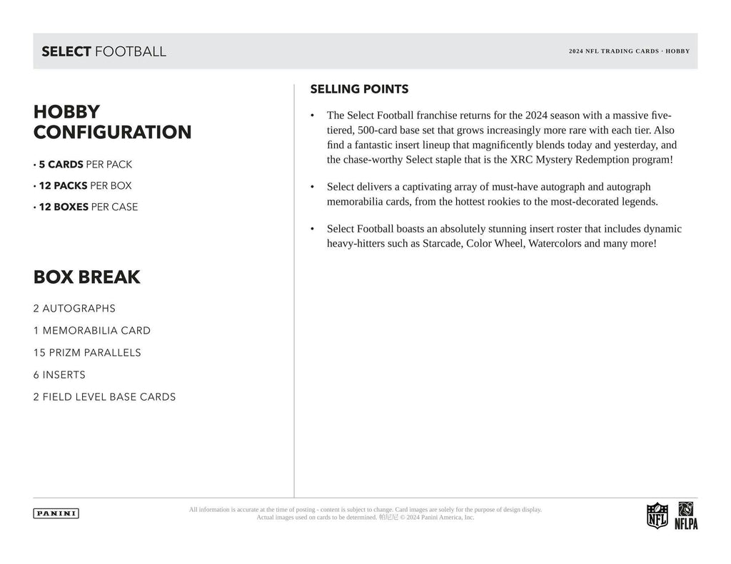 2024 Panini Select Football Hobby Pack (5/28)