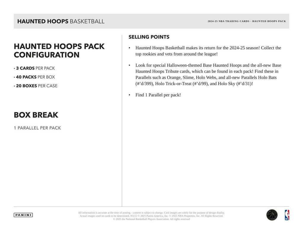 2024-25 Panini Haunted Hoops Halloween Basketball Retail Pack