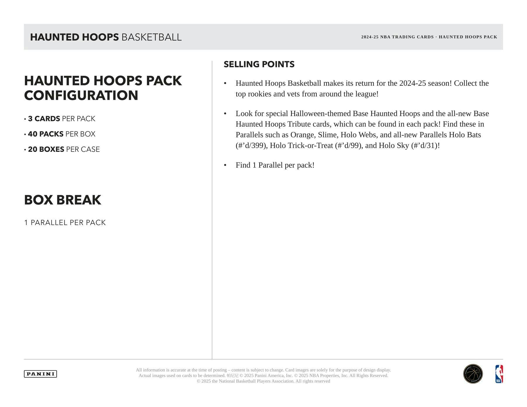 2024-25 Panini Haunted Hoops Halloween Basketball Retail Pack