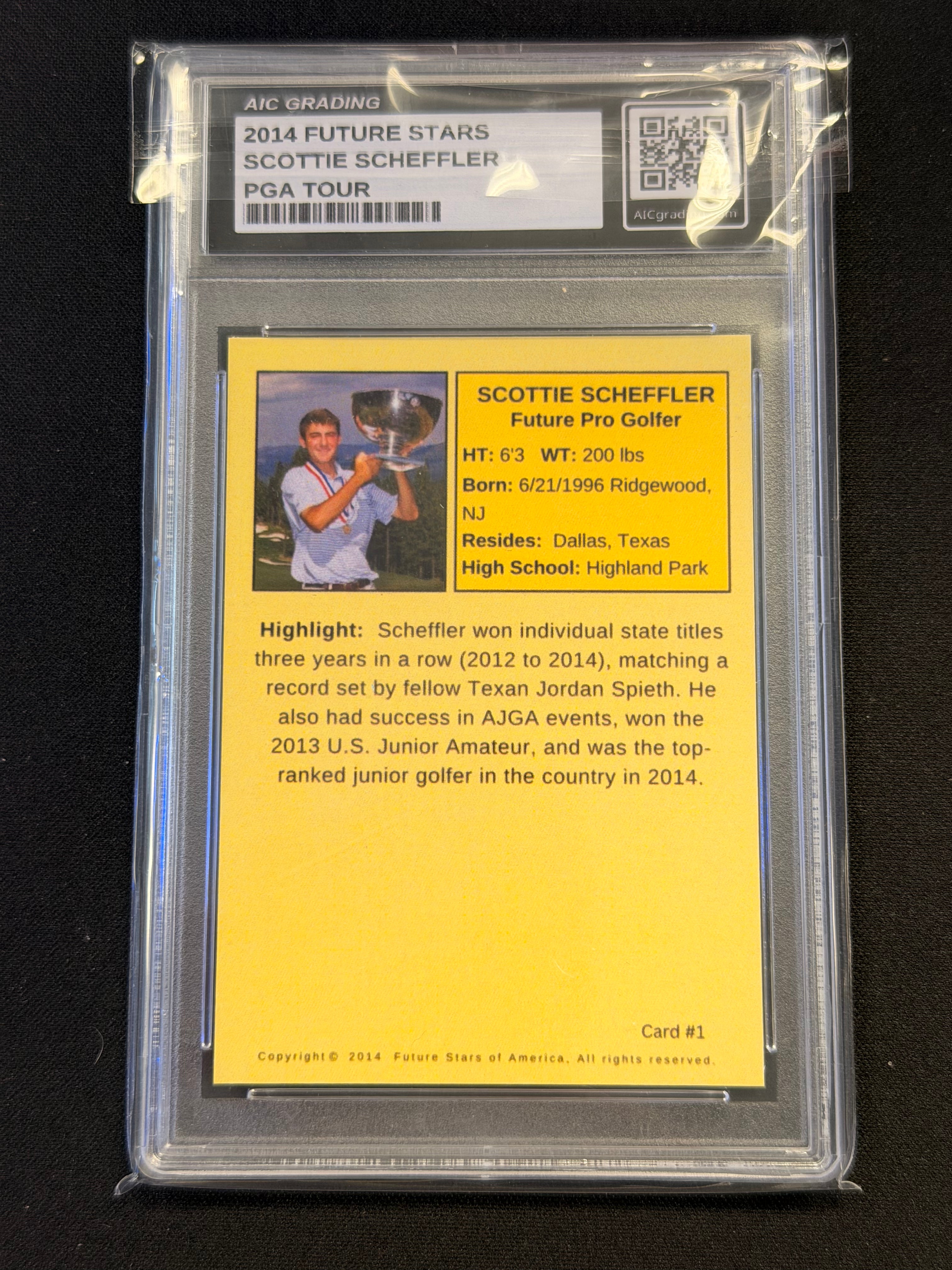 2014 FUTURE STARS PGA TOUR #1 SCOTTIE SCHEFFLER AIG 10 GEM MINT (GC)