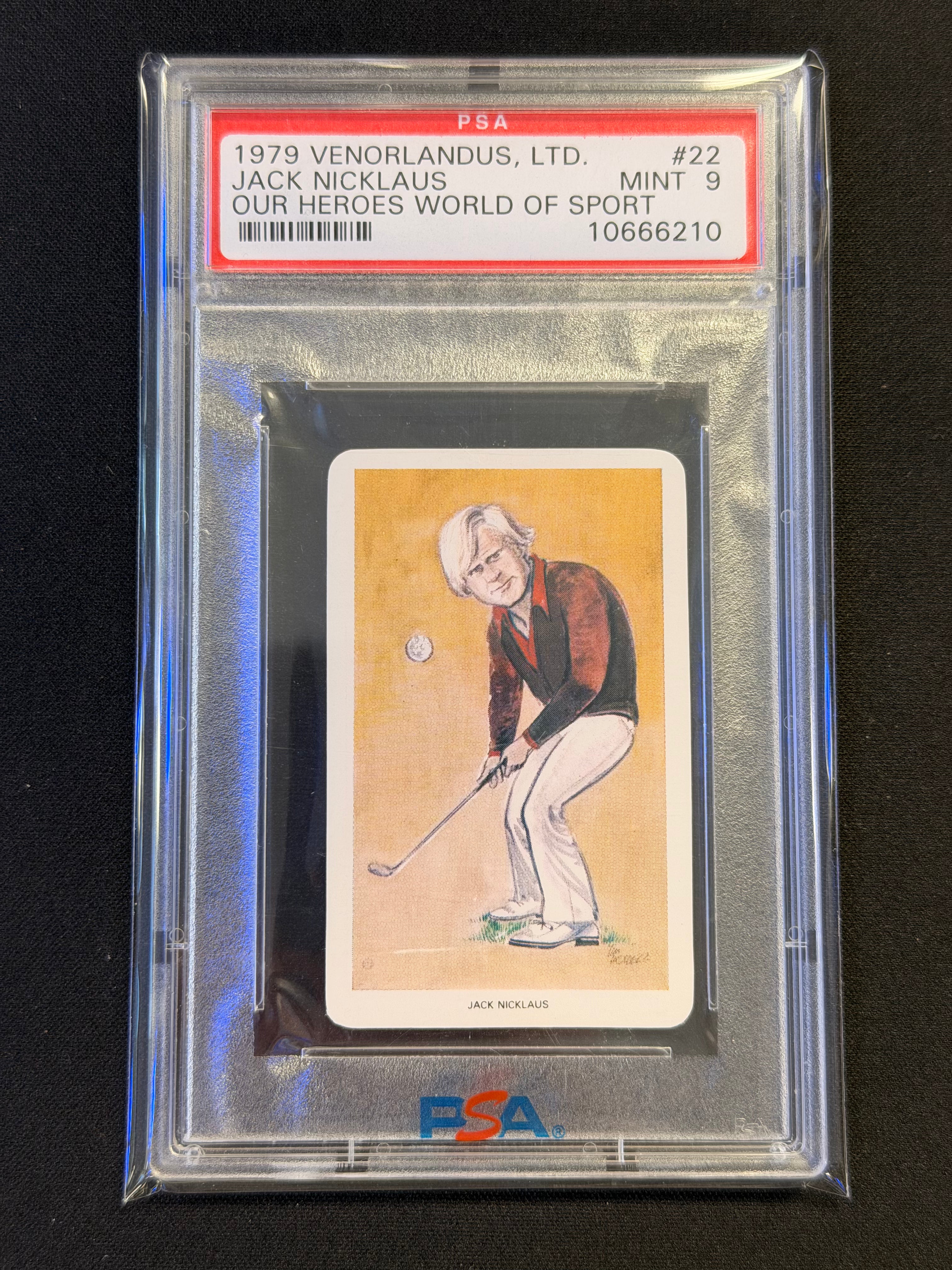1979 VENORLANDUS LTD. OUR HEROES WORLD OF SPORT #22 JACK NICKLAUS OUR HEROES WORLD OF SPORT PSA 9 (GC)