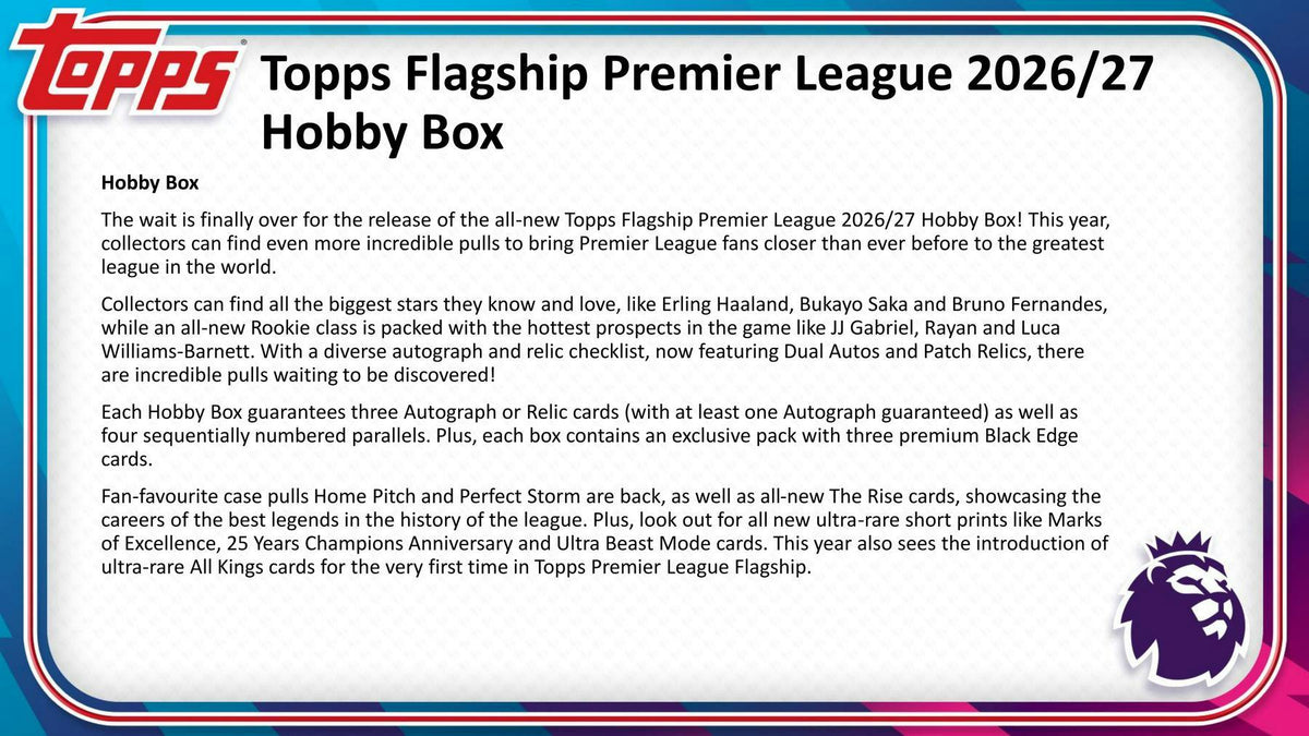2026-27 Topps English Premier League Soccer Hobby Pack (9/17) l