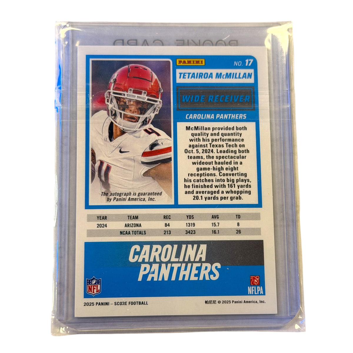 2025 Score Rookies Tetairoa McMillan #17 Gold Zone Signatures /50 (GG)