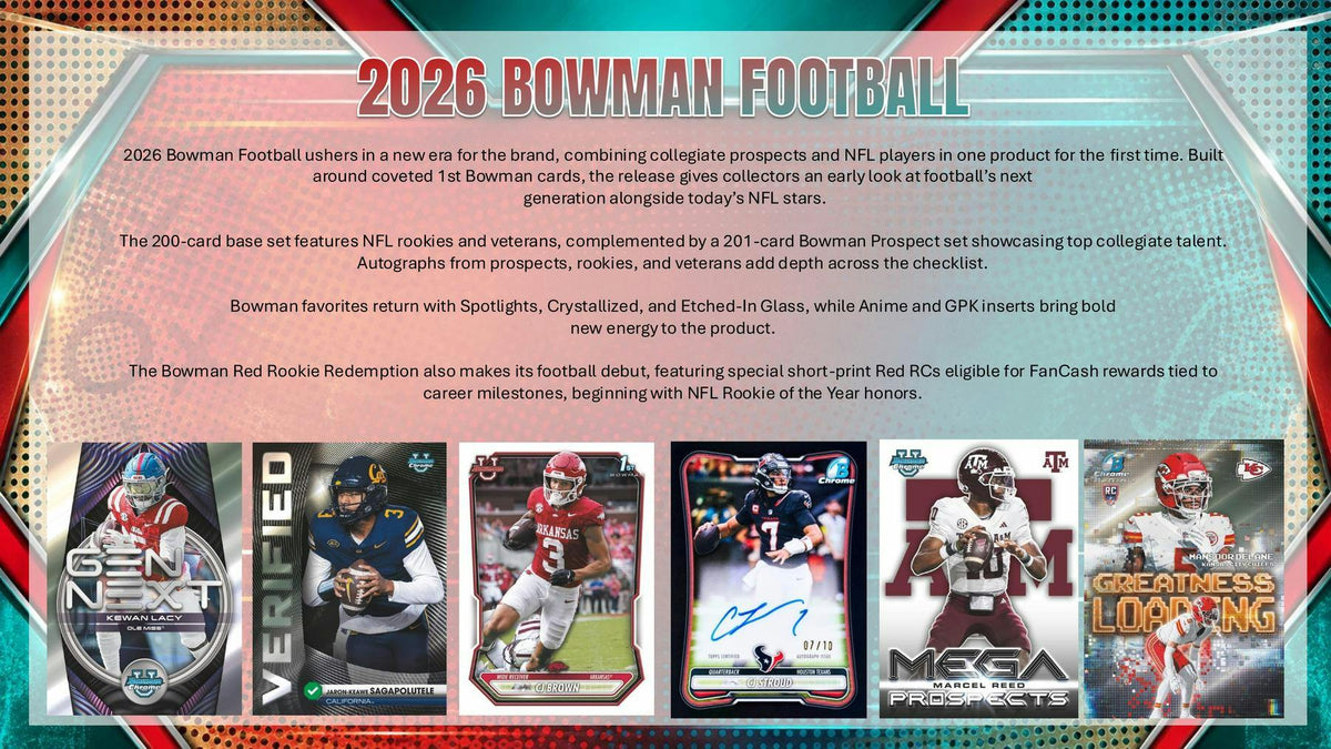 2026 Bowman Football Hobby Mega Box (Presell 9/30)
