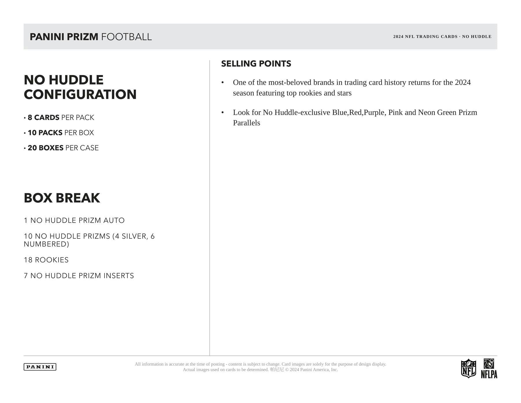 2024 Panini Prizm Football No Huddle Hobby Pack