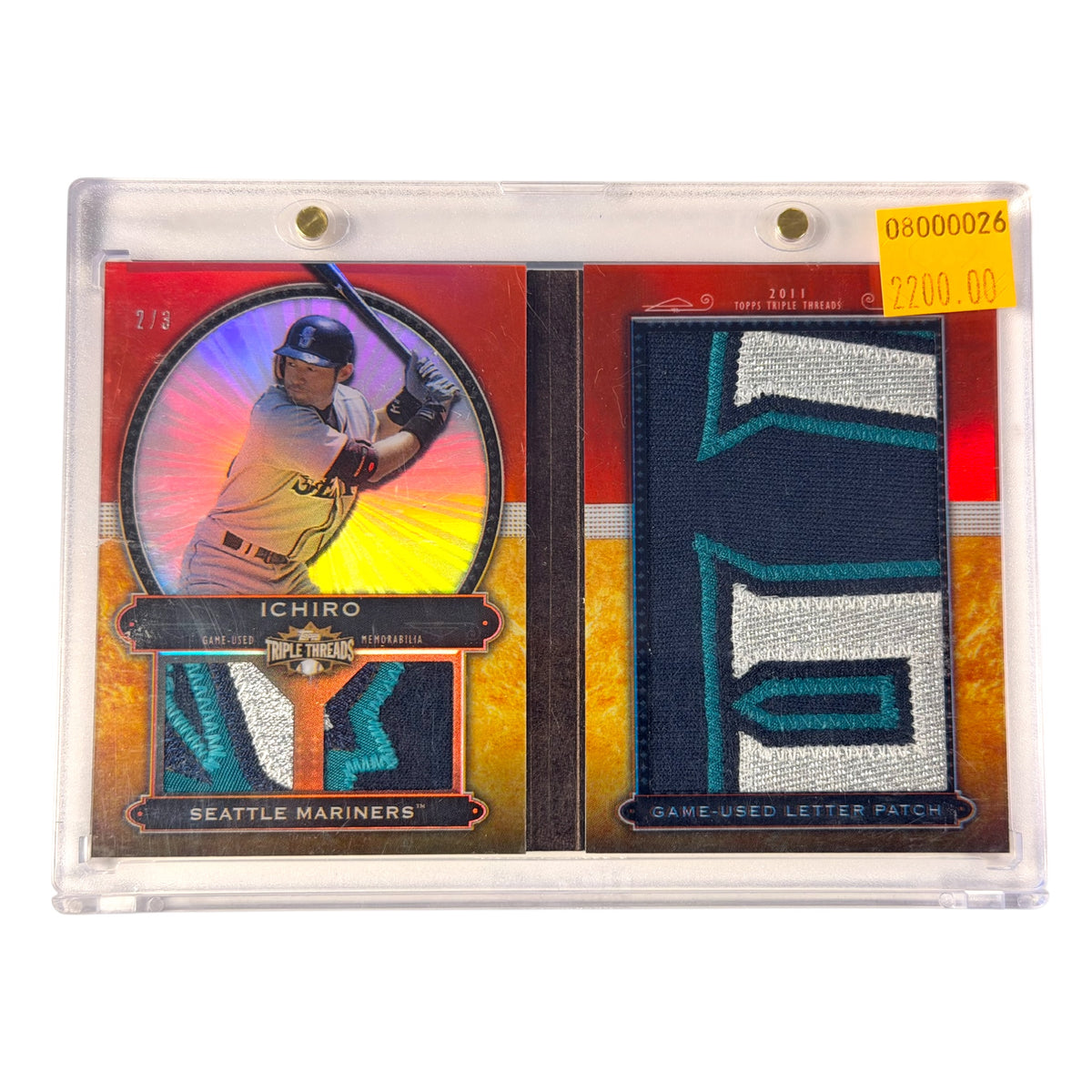 2011 Topps Triple Threads Ichiro Suzuki Letter Plus Relics Patch Booklet 2/3 Mariners (TSR)
