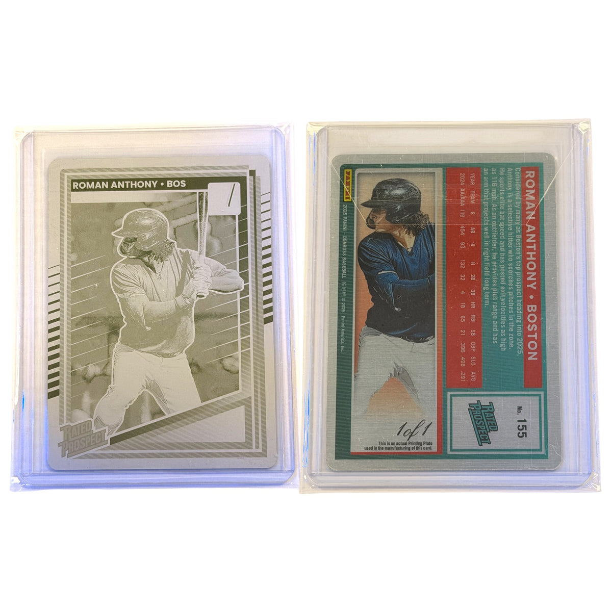 2025 Panini Donruss - Rated Prospects Roman Anthony #155 1/1 Printing Plate Rockets (JH)