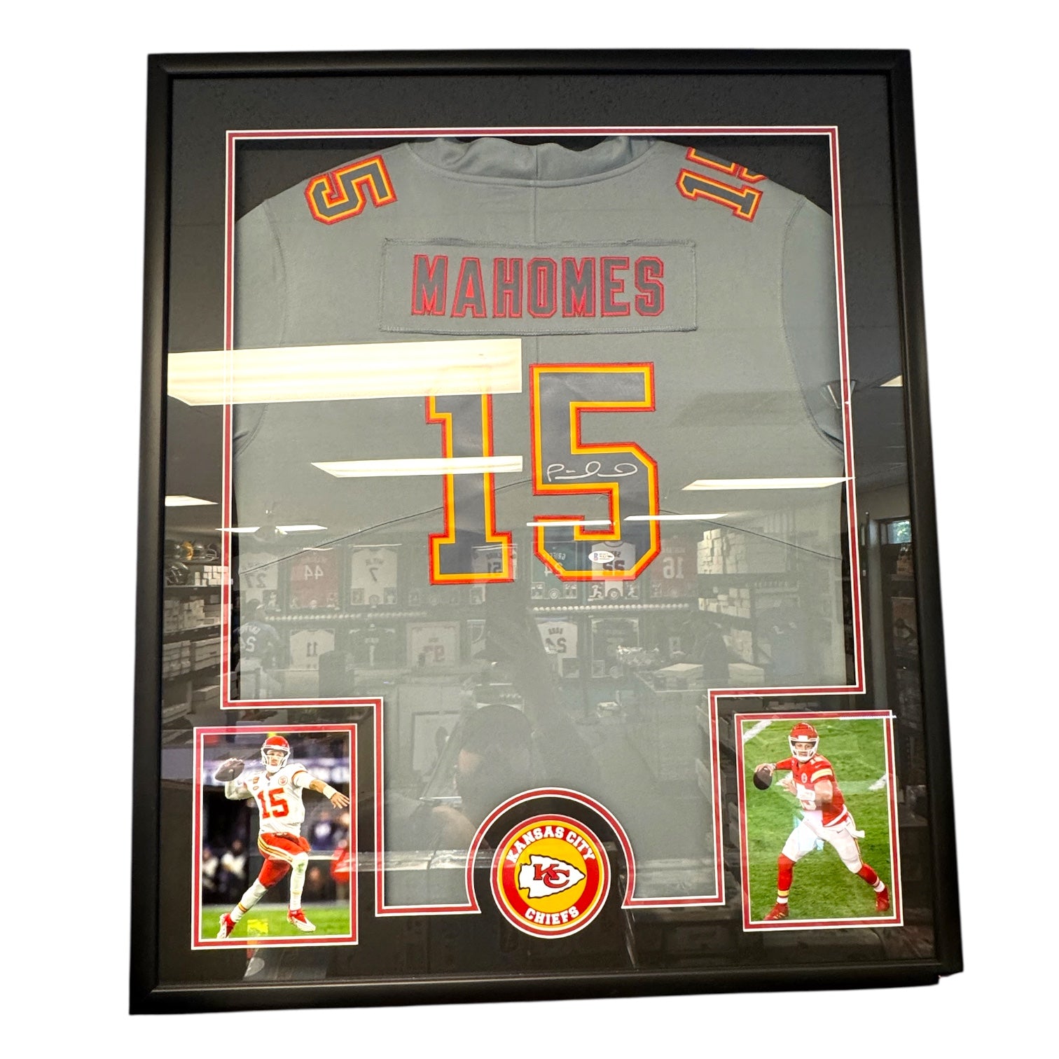 Patrick Mahomes (Kansas City Chiefs #15) Framed Autographed Jersey w/ BAS COA
