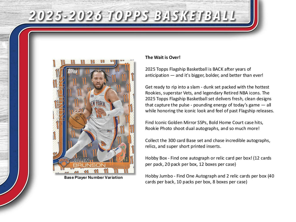 2025-26 Topps Basketball 40-Card Hobby Jumbo Pack (10/23)