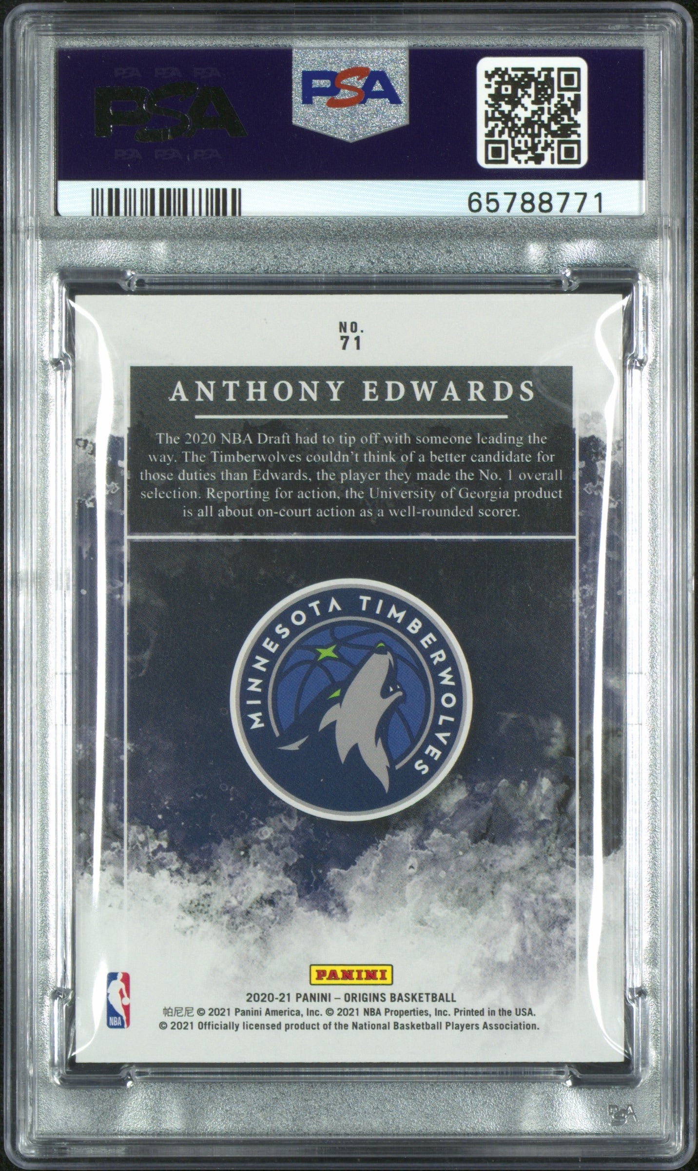 2020 PANINI ORIGINS #71 ANTHONY EDWARDS ORANGE PSA 10