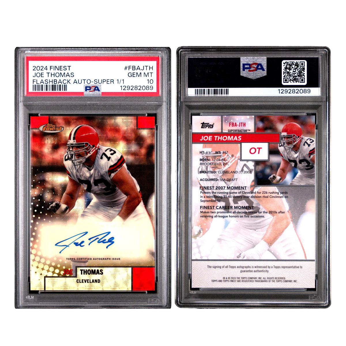 2024 TOPPS FINEST JOE THOMAS FLASHBACK AUTO SUPERFRACTOR 1/1 (JH)