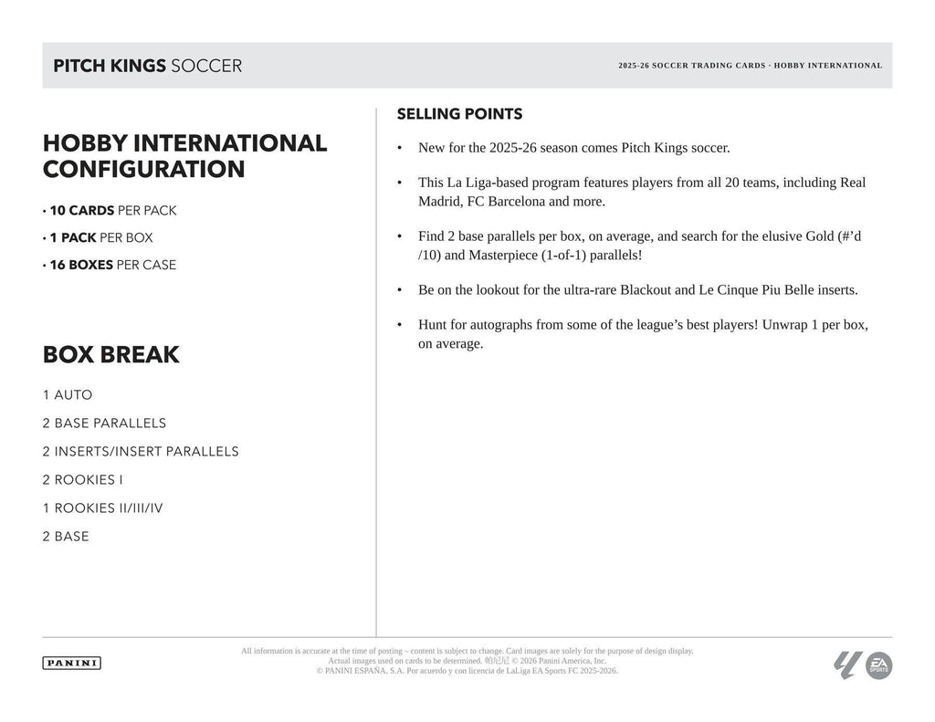 2025-26 Panini Pitch Kings Soccer Hobby International Box