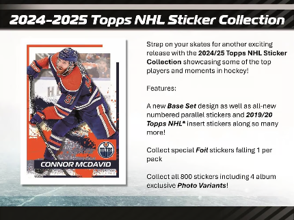 2024-25 Topps NHL Sticker Packs Box (50 Packs)