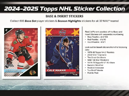 2024-25 Topps NHL Sticker Packs Box (50 Packs)