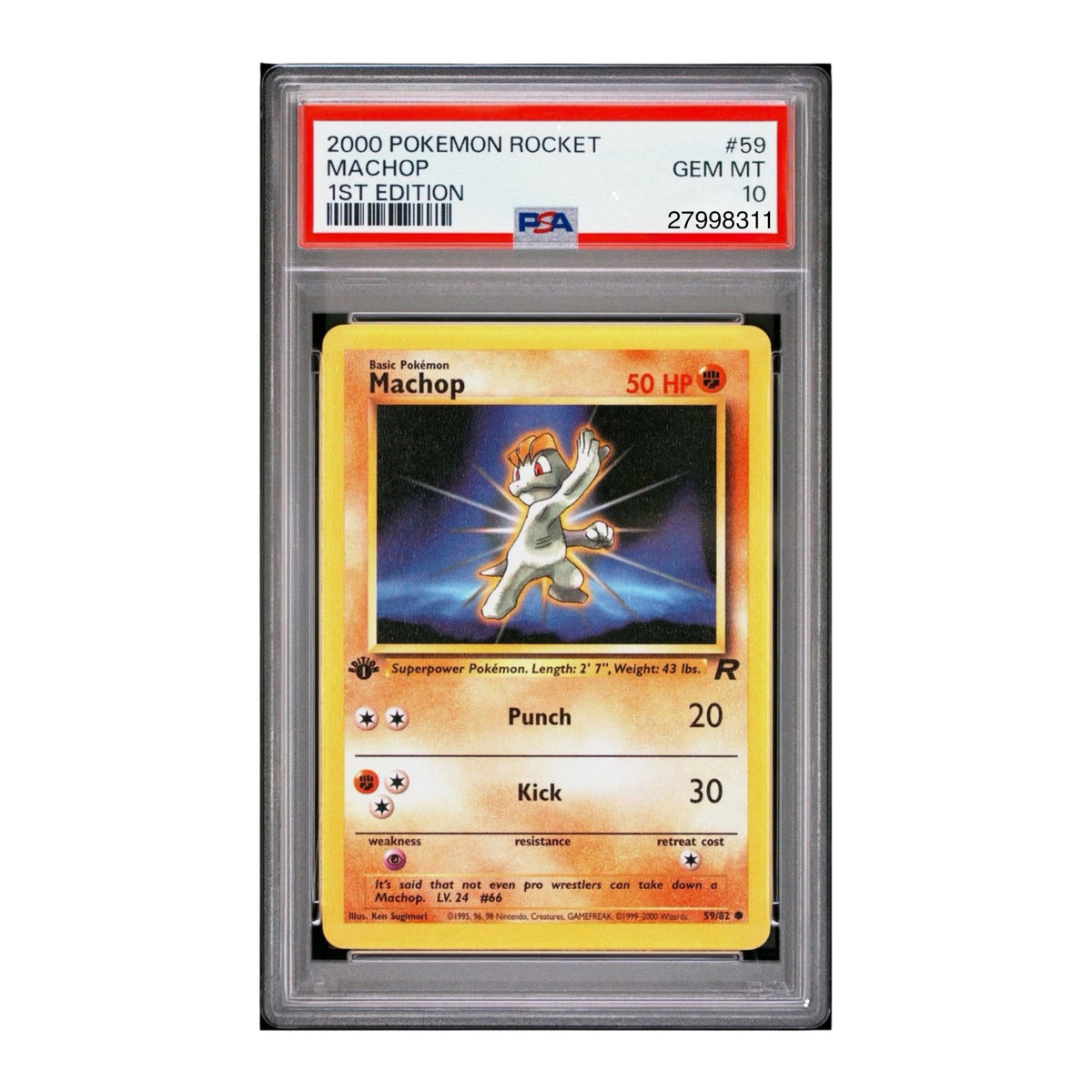 POKEMON ROCKET #59 MACHOP 1ST EDITION PSA 10