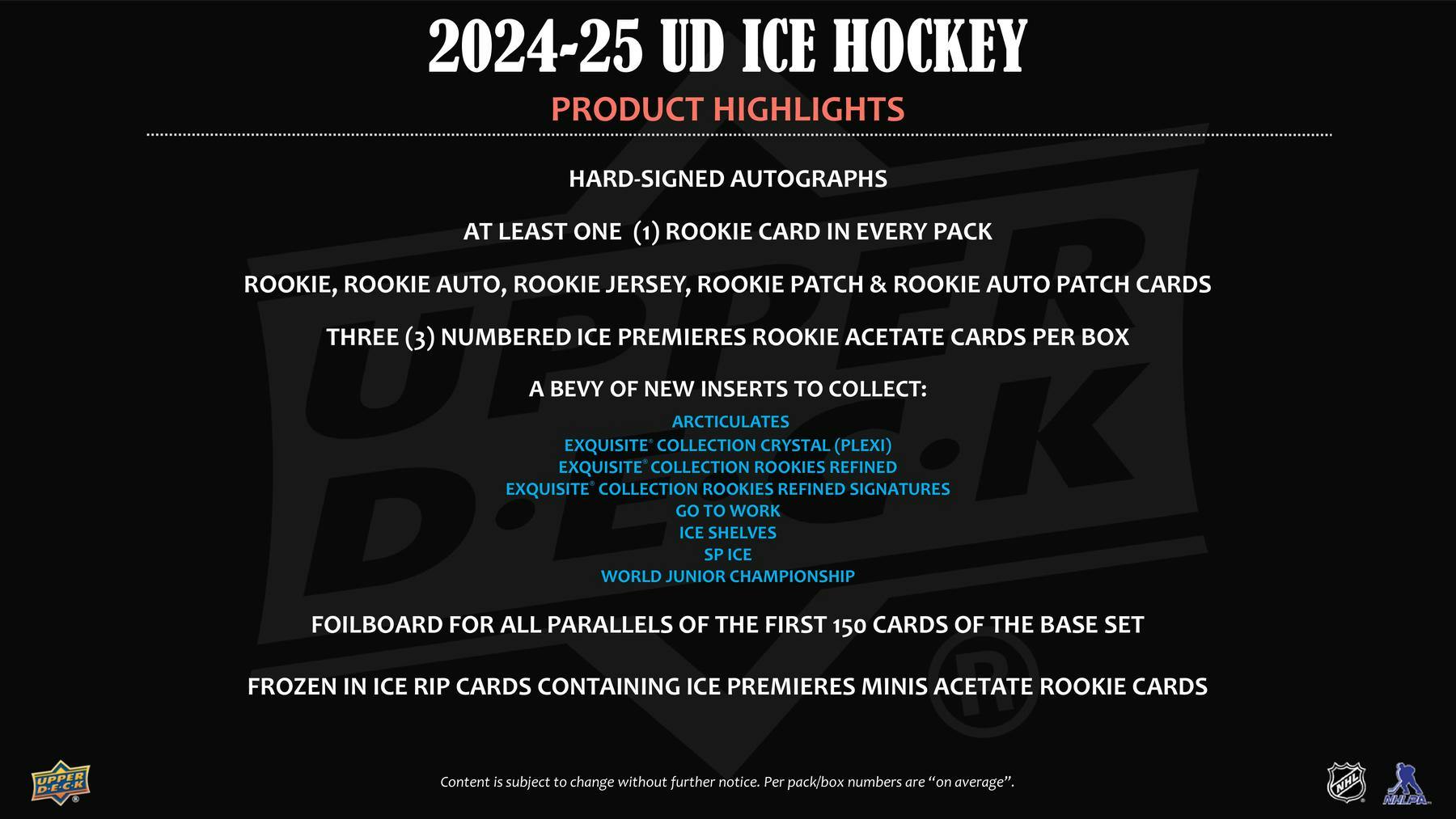 2024-25 Upper Deck Ice Hockey Hobby Box (6/11)