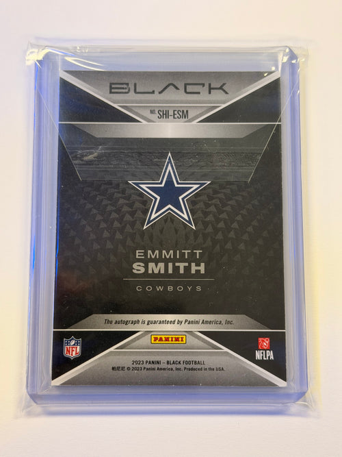 2023 Panini Black Shadow Ink Royal #1 Emmitt Smith ON CARD AUTO 04/10 Dallas Cowboys (RD)