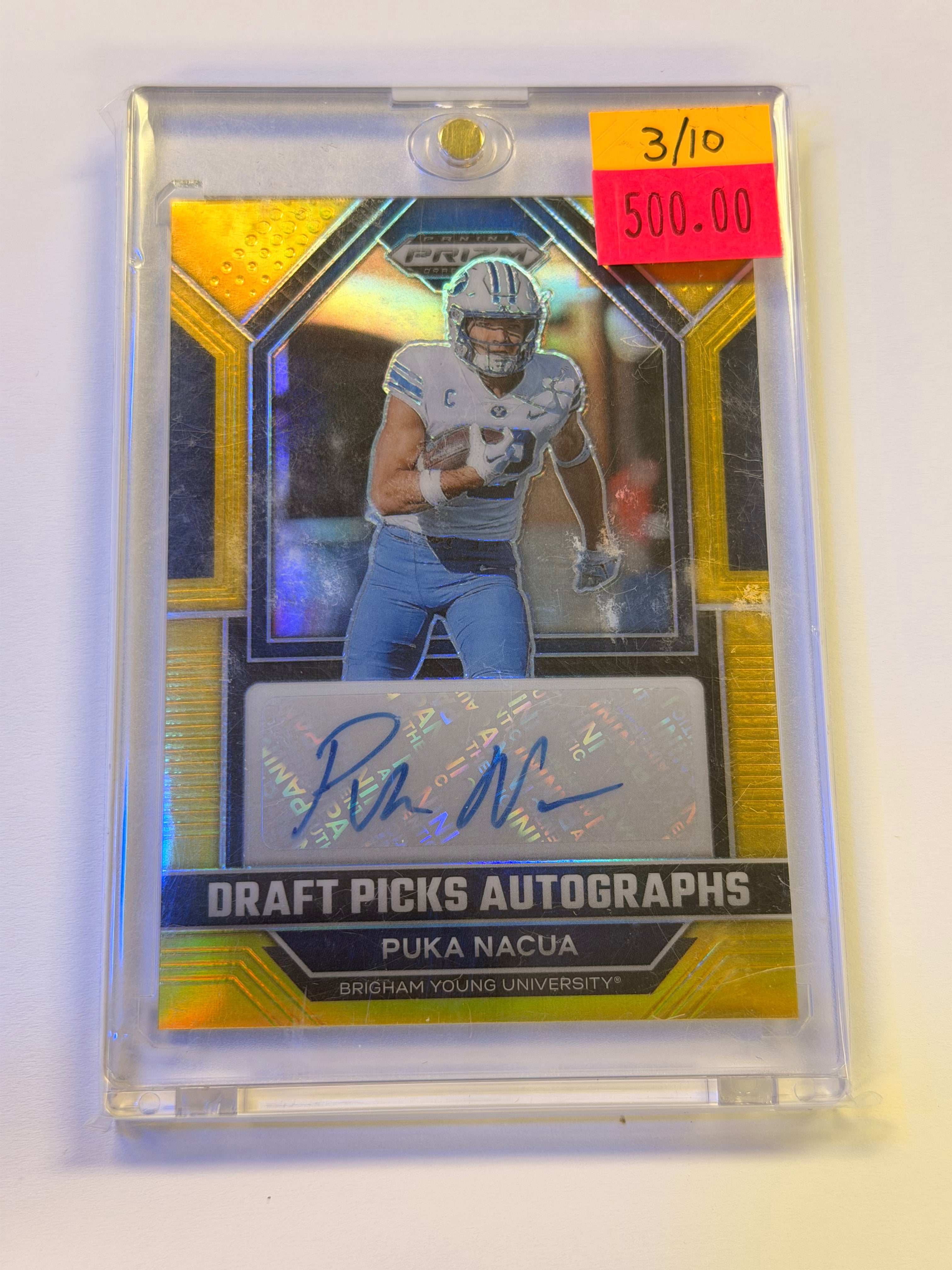 2023 PANINI PRIZM DRAFT PICKS DRAFT PICKS AUTOGRAPHS DPAPNU PUKA NACUA GOLD PRIZM 03/10