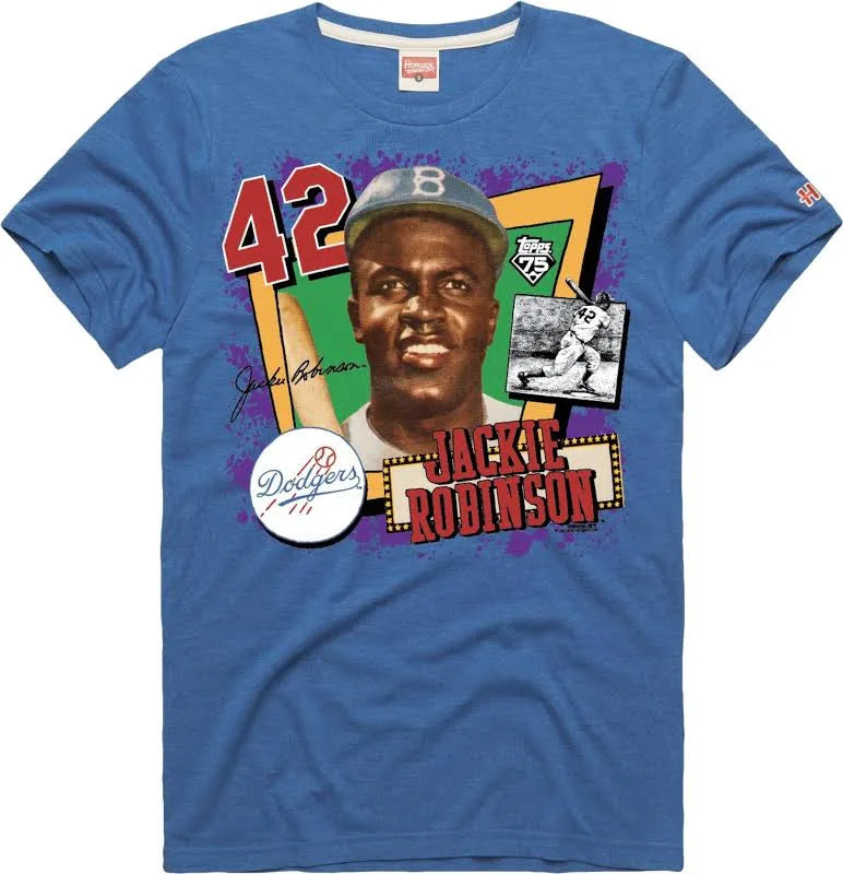 Homage x Topps 75th Jackie Robinson Icon Card LA Dodgers T-Shirt (Royal Blue)