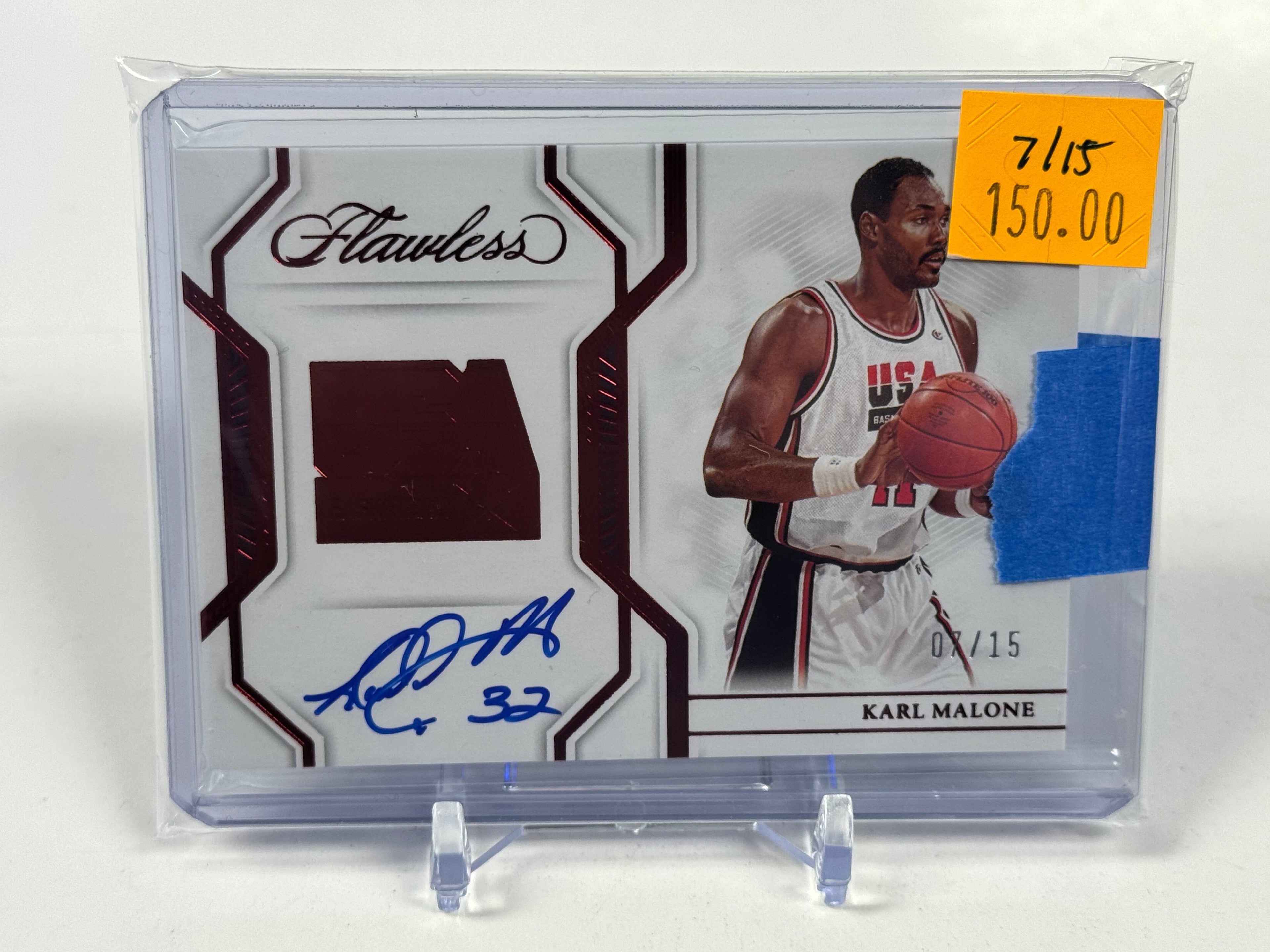 2022 PANINI FLAWLESS USA BASKETBALL AUTOGRAPHS USAKML KARL MALONE RUBY /15
