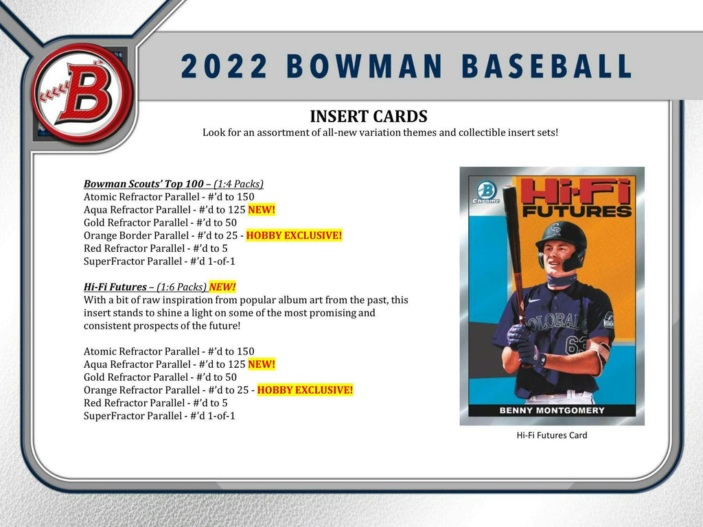 2022 Bowman Baseball Hobby Box