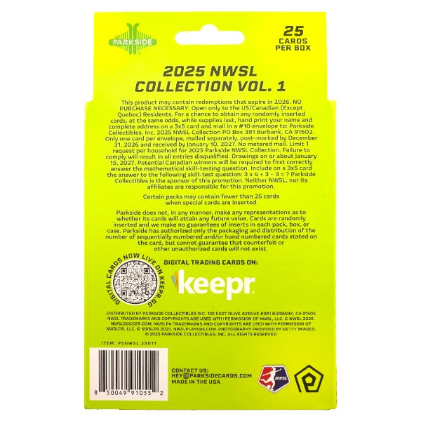 2025 Parkside NWSL National Women's Soccer League Hanger Box (6/25)
