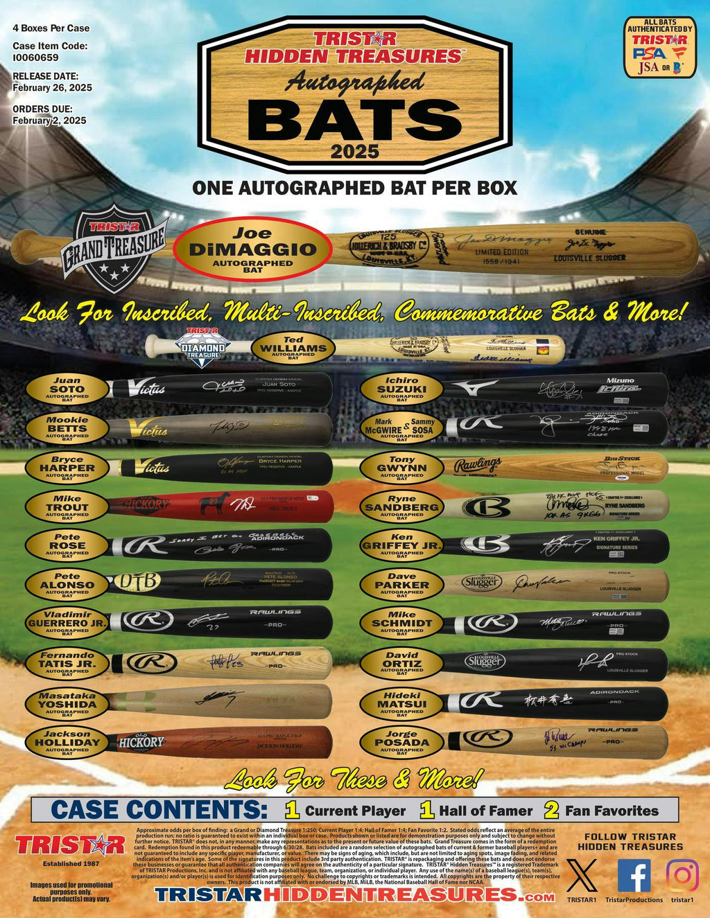 2025 TriStar Hidden Treasures Baseball Autographed Baseball Bats Hobby Box