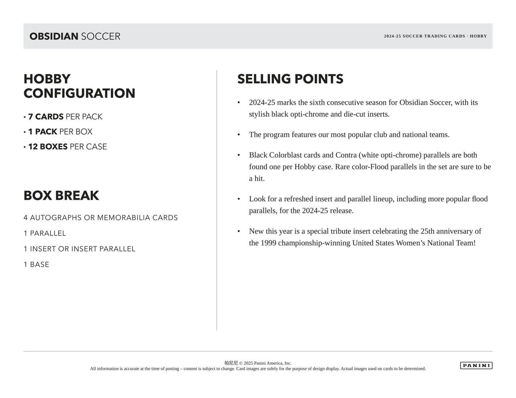 2024-25 Panini Obsidian Soccer Hobby Box
