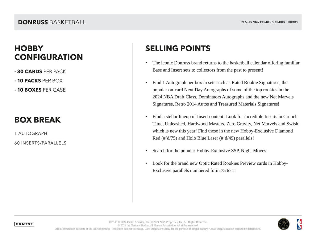 2024-25 Panini Donruss Basketball Hobby Pack