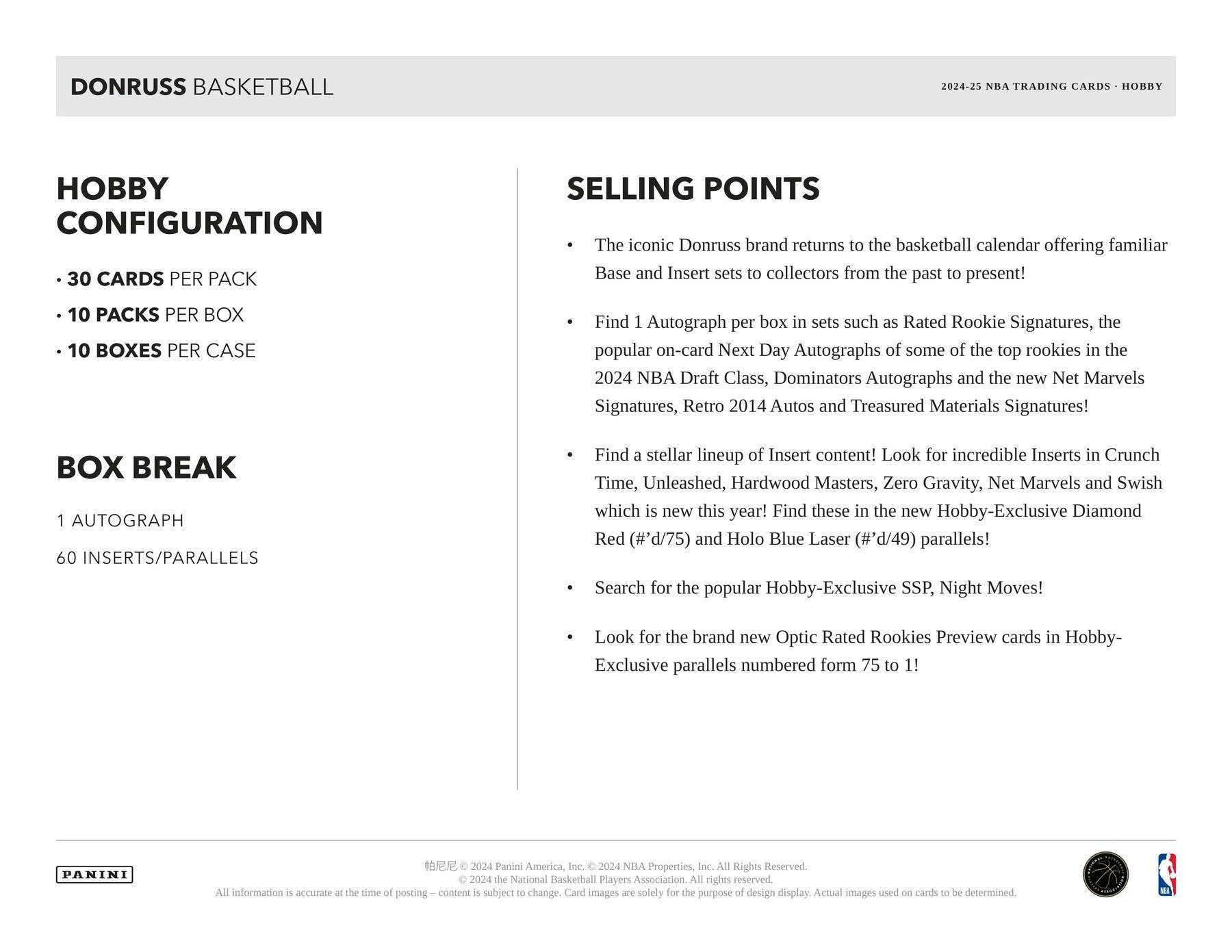 2024-25 Panini Donruss Basketball Hobby Pack