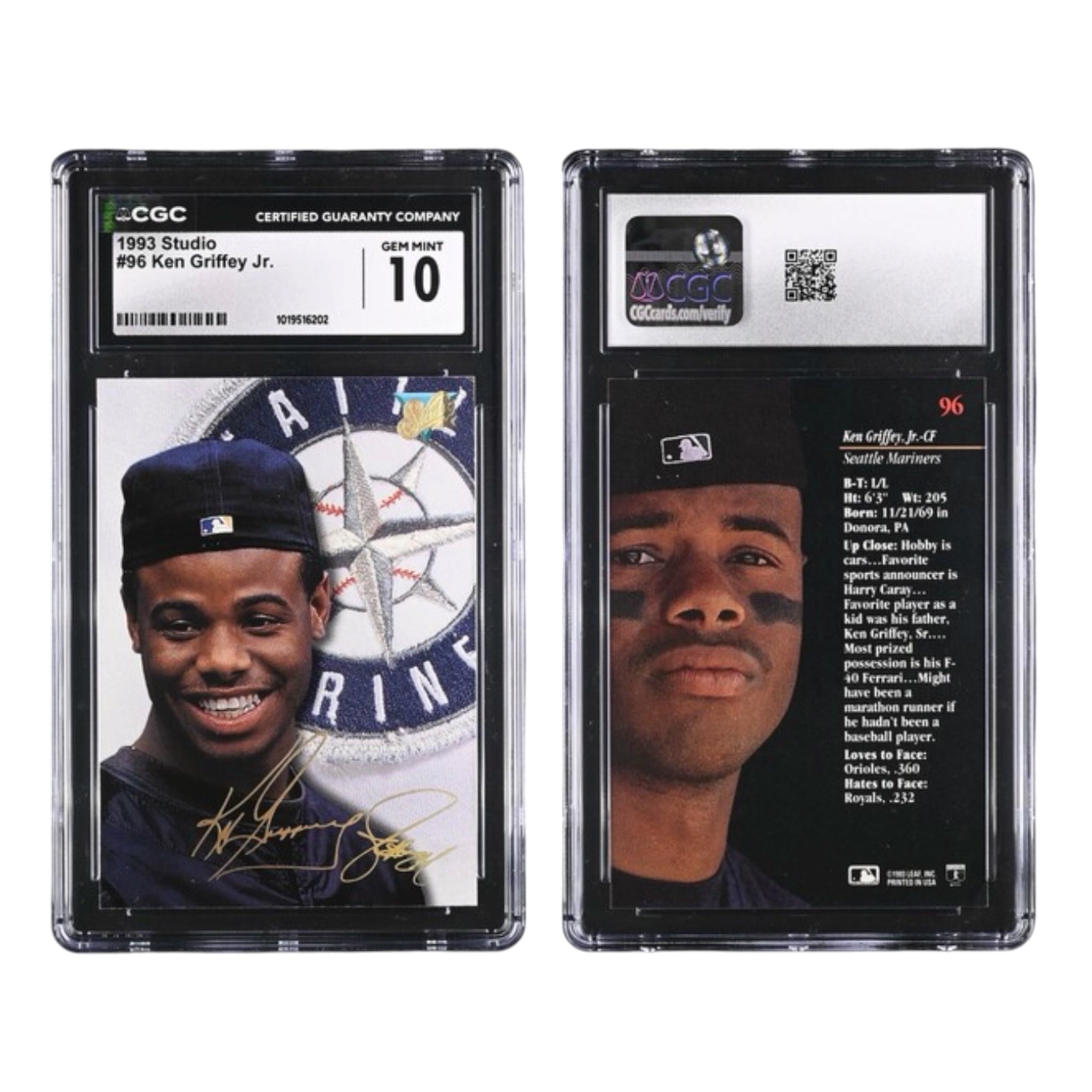 1993 STUDIO #96 KEN GRIFFEY JR. CGC 10 GEM MINT (JT)