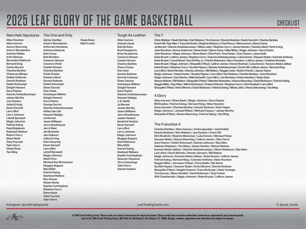 2025 Leaf Glory of the Game Basketball Hobby Box