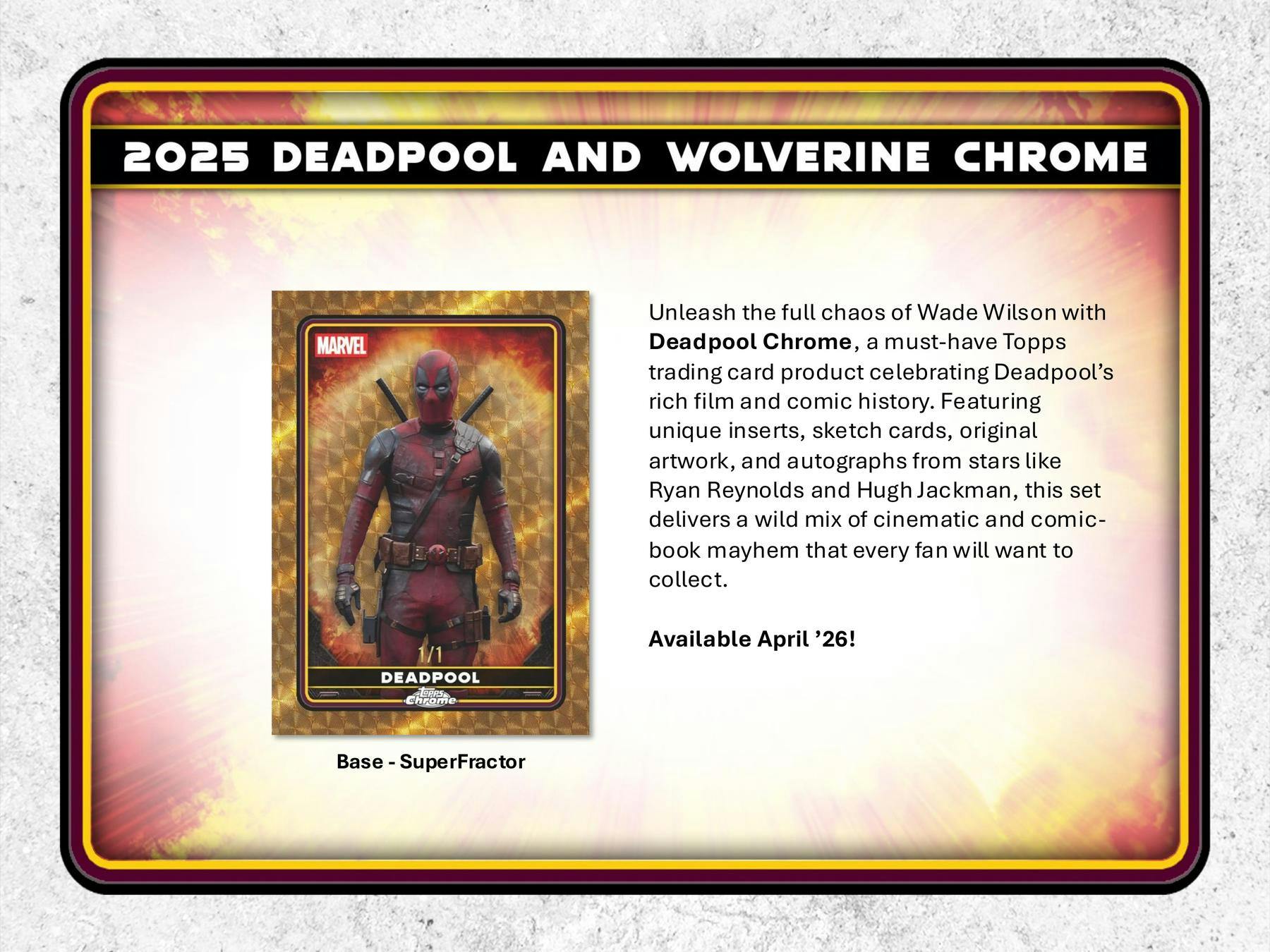 2025 Topps Chrome Deadpool Hobby Box