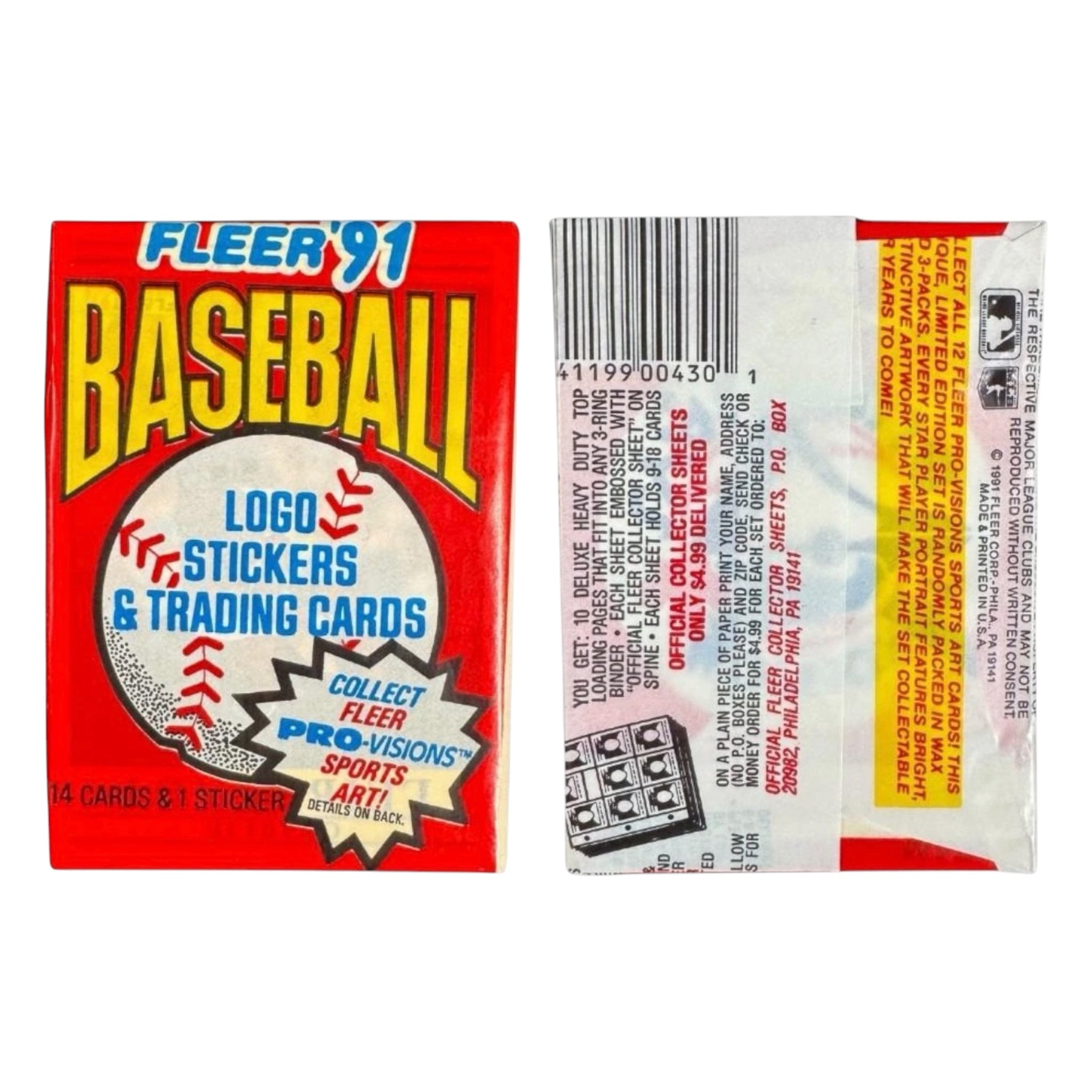 1991 Fleer Baseball 14-Card Pack (1 Bonus Sticker)