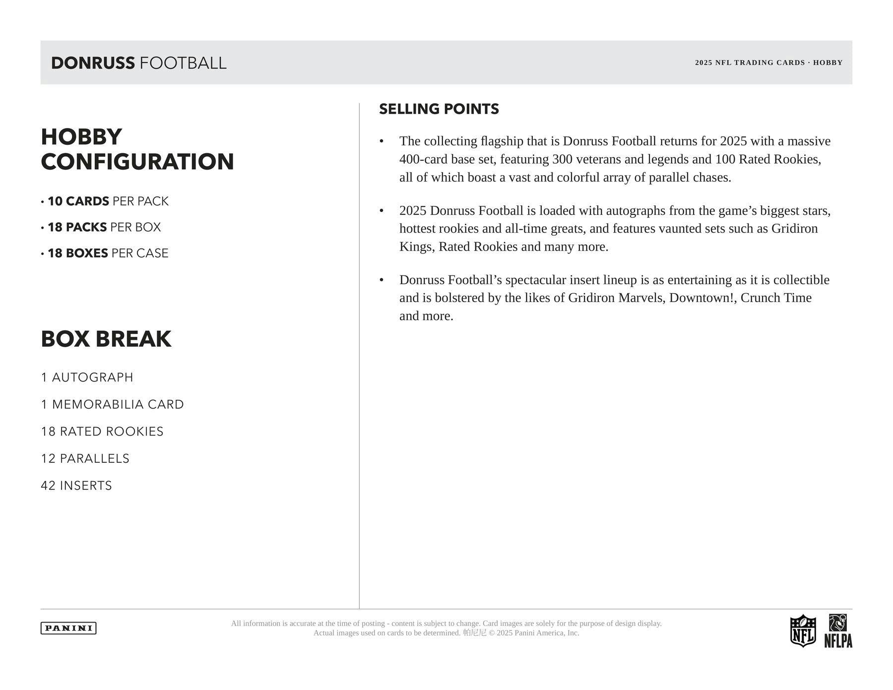 2025 Panini Donruss Football Hobby Box (9/17)