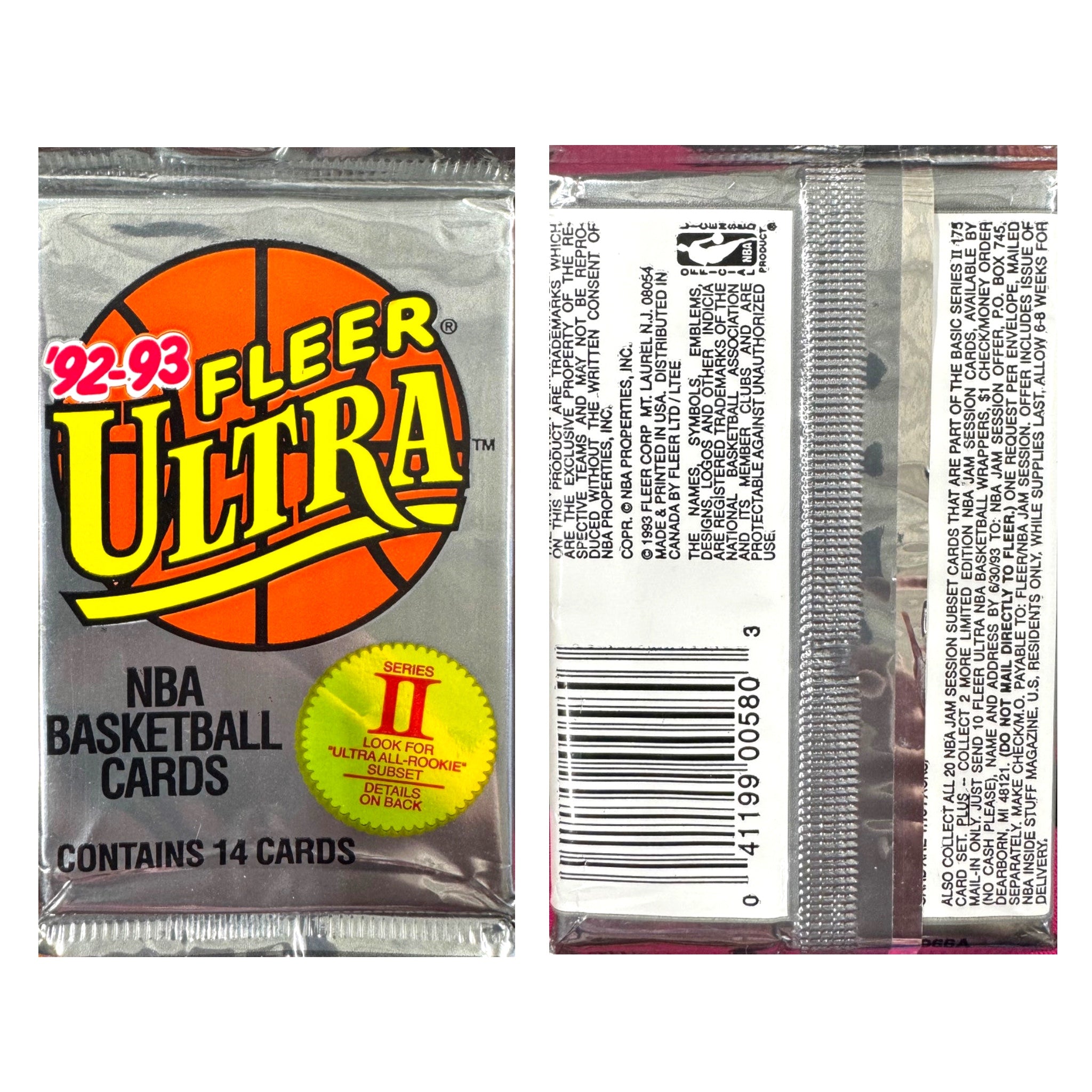 1992-93 Fleer Ultra Basketball Series II 14-Card Pack (from a 36-Pack Jumbo Box)