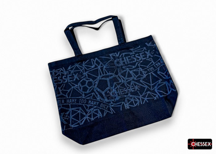 Chessex “Too Many Dice” Large Gusseted Bottom Black Tote Bag