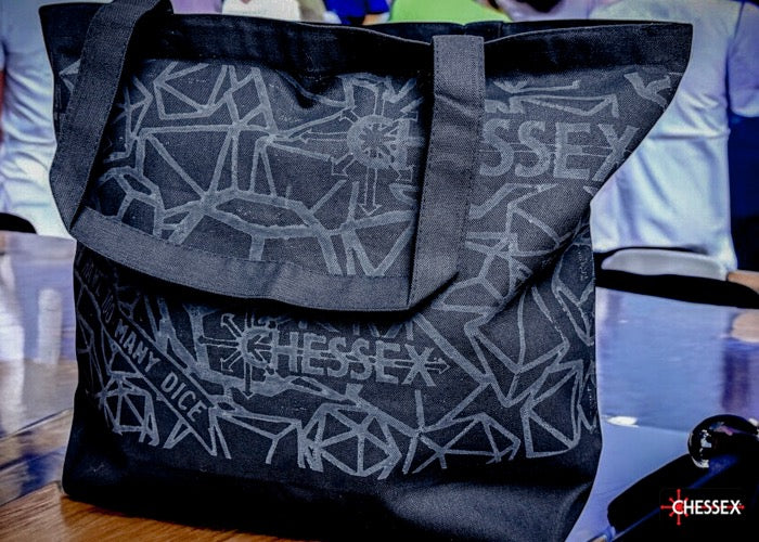 Chessex “Too Many Dice” Large Gusseted Bottom Blue Tote Bag