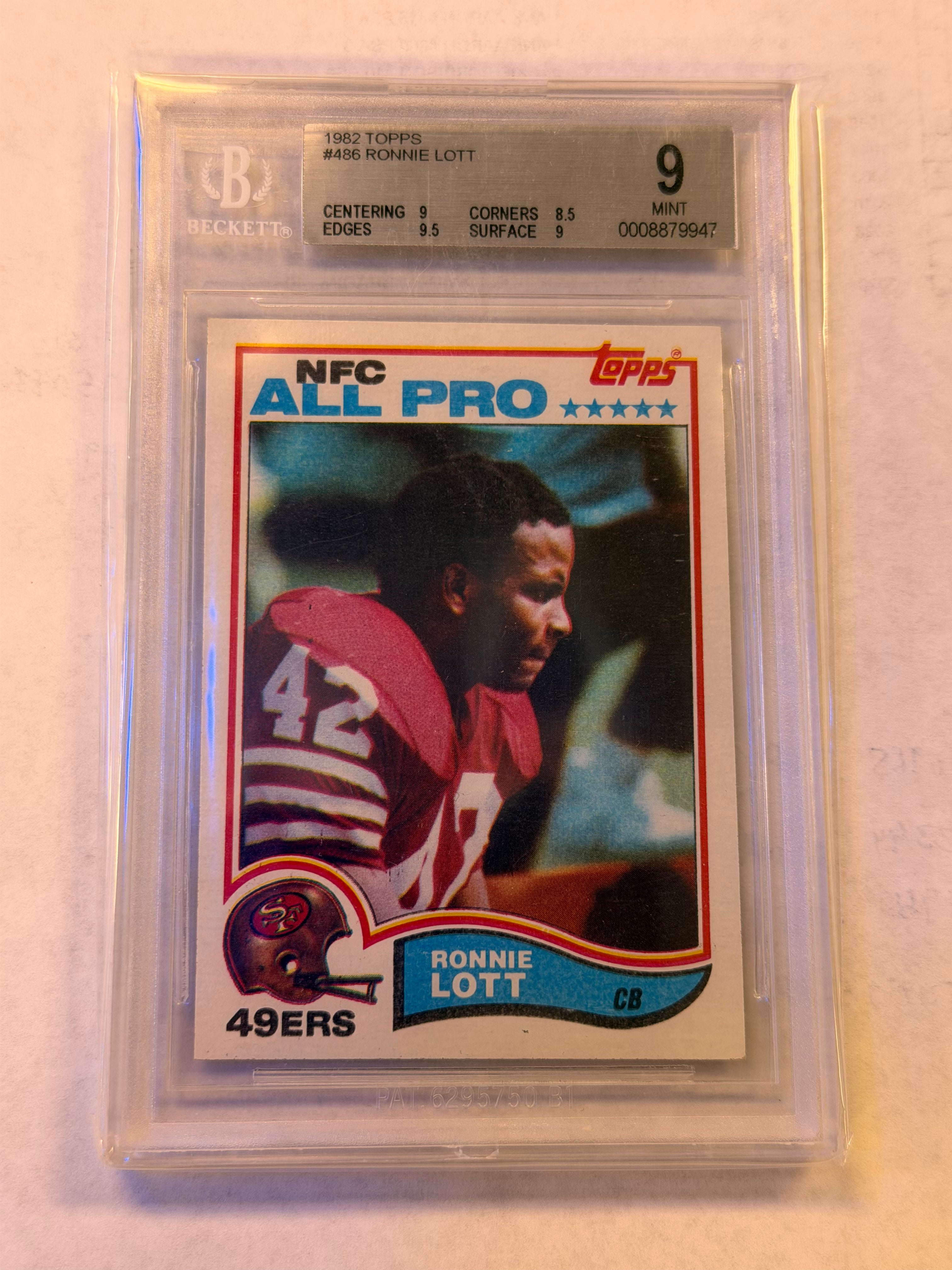1982 TOPPS 486 RONNIE LOTT ALL-PRO BGS 9 MINT (GG)