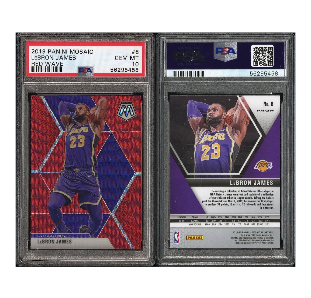 2019 PANINI MOSAIC #8 LeBRON JAMES RED WAVE PSA 10 (SY)